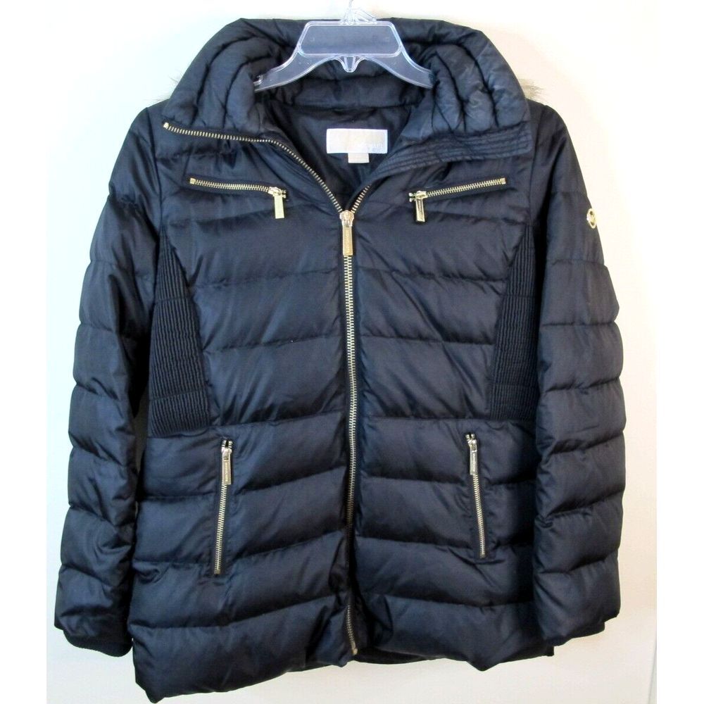 Michael Kors Puffer Coat Down‎ Feather Quilted Hooded Long Parka Women's PM